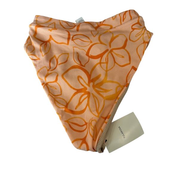 Tularosa Orange High Waist Bottom XS Fleur Floral V Cut Cheeky Revolve $88 NEW - Picture 5 of 7